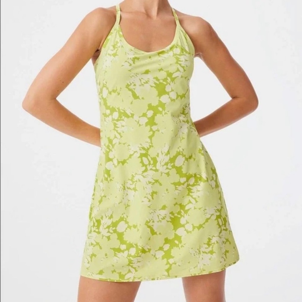 Outdoor Voices hyper green floral exercise dress